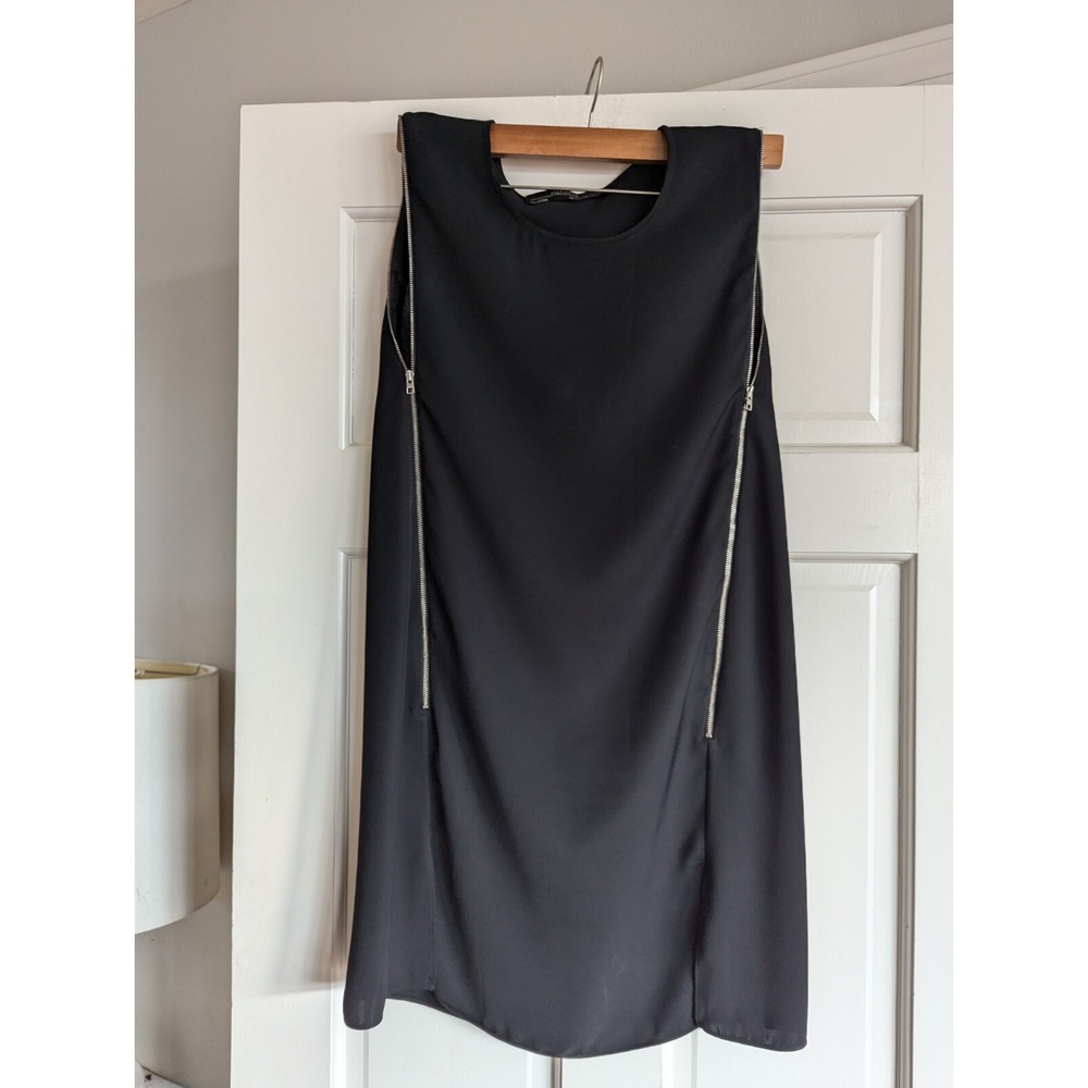 All Saints Satin Black Sheath Shift Mini Dress Lace Zipper Size Us 4 36 Tunic